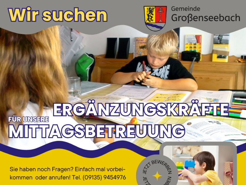Stellenausschreibung Ergänzungskraft in der Mittagsbetreuung (Mibe) der Grundschule Großenseebach