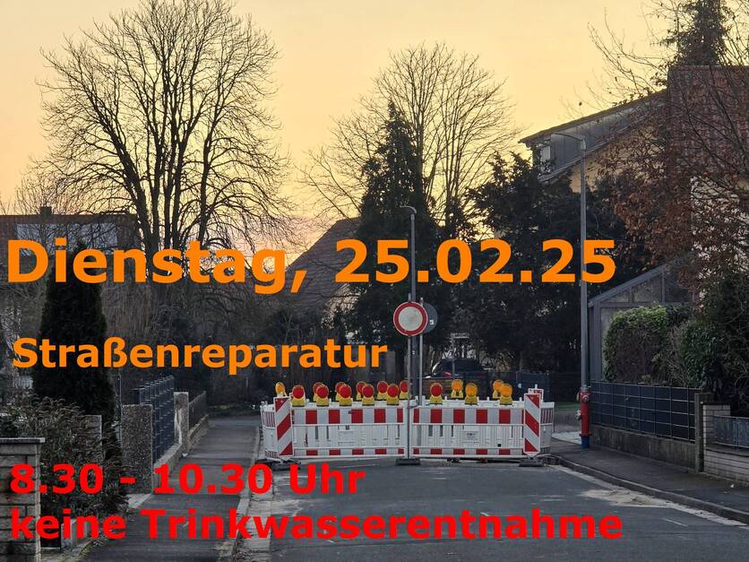 Straßenreparaturarbeiten Trinkwasser Großenseebach Schwalbenweg 25.02.25