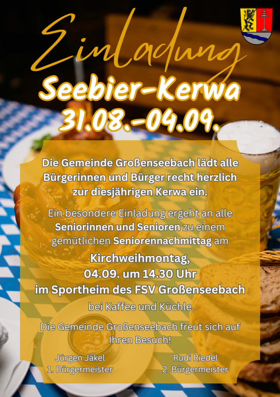 Einladung zur Seebier-Kerwa 2023 mit Seniorennachmittag - Plakat