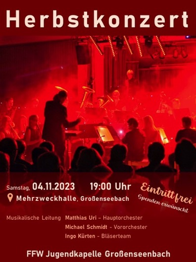 Herbstkonzert der Jugendkapelle Großenseebach am 04.11.23
