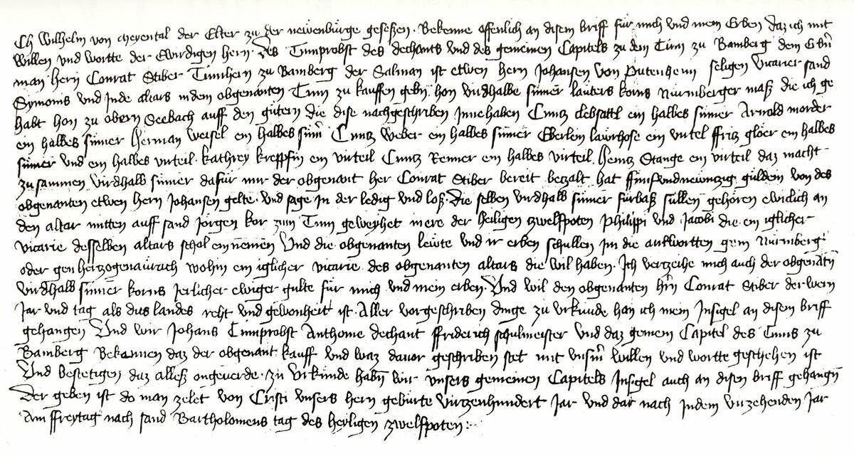Kopie der ältesten Urkunde über Großenseebach vom 31. August 1414