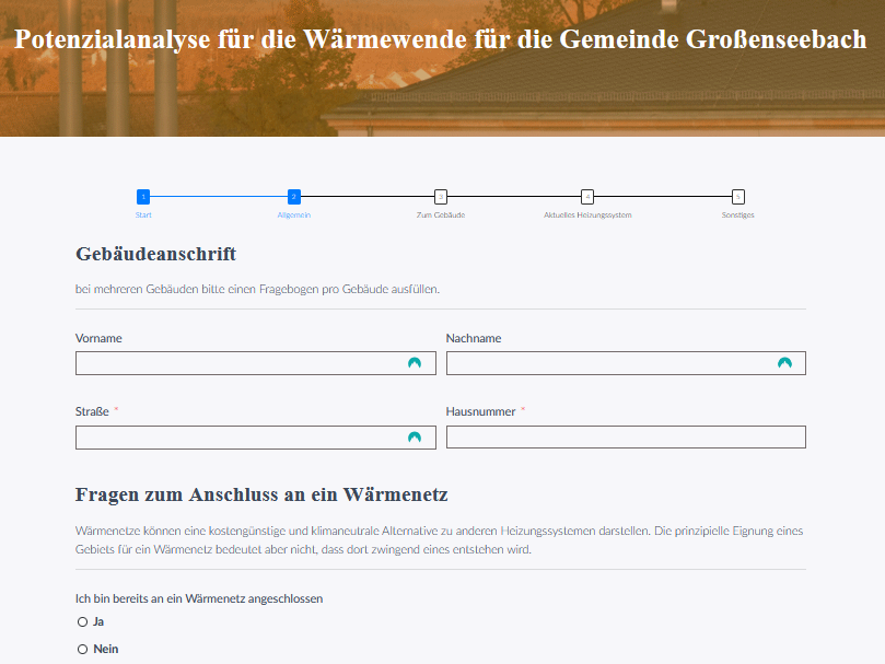 Freiwillige Umfrage Potenzialanalyse Wärmeplanung Großenseebach