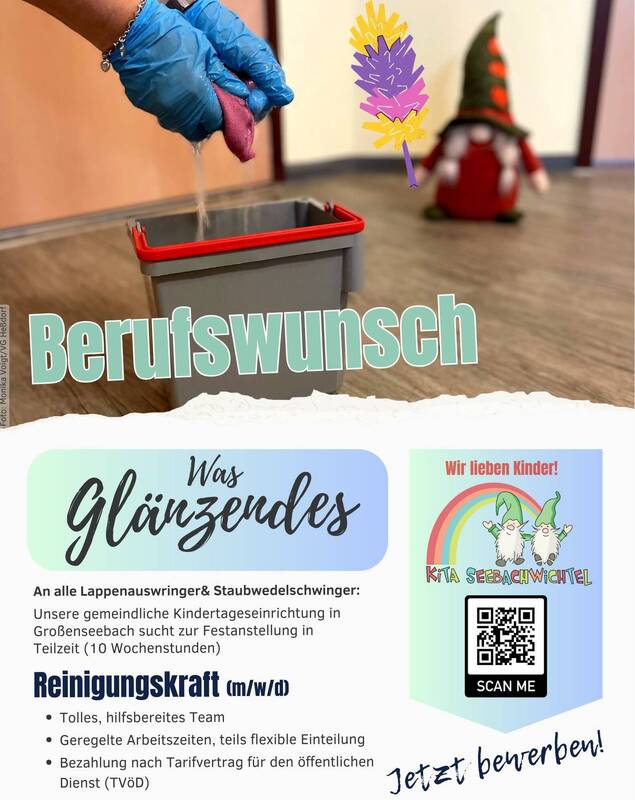 Stellenanzeige Kita Seebachwichtel - Reinigungskraft